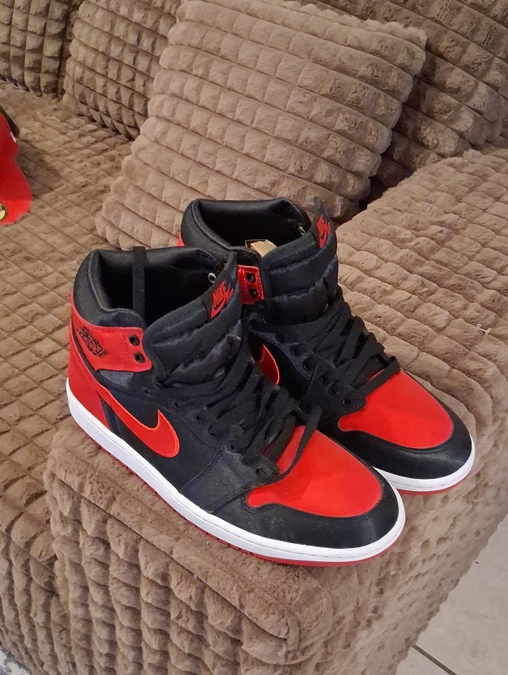Jordan High-Top Sneakers in Black and Red
